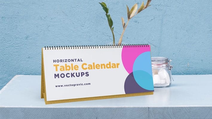 Horizontal Table Calendar Mockups