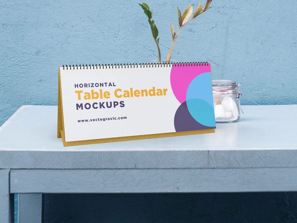Horizontal Table Calendar Mockups
