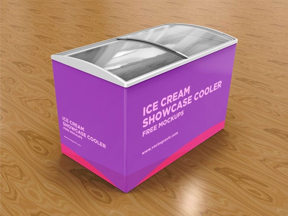 Ice Cream Showcase Cooler Mockup
