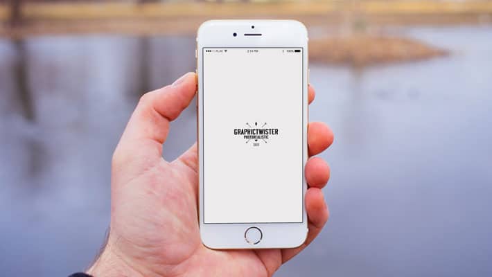 Man Hand iPhone 6 Mockup Front