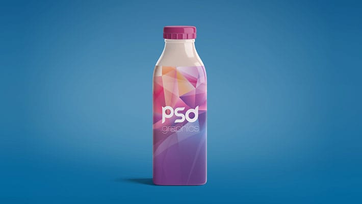 Milk Bottle Label Mockup Free PSD