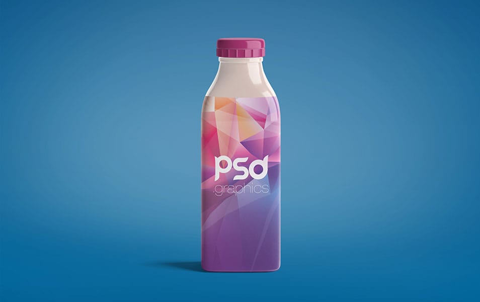 Milk Bottle Label Mockup Free PSD