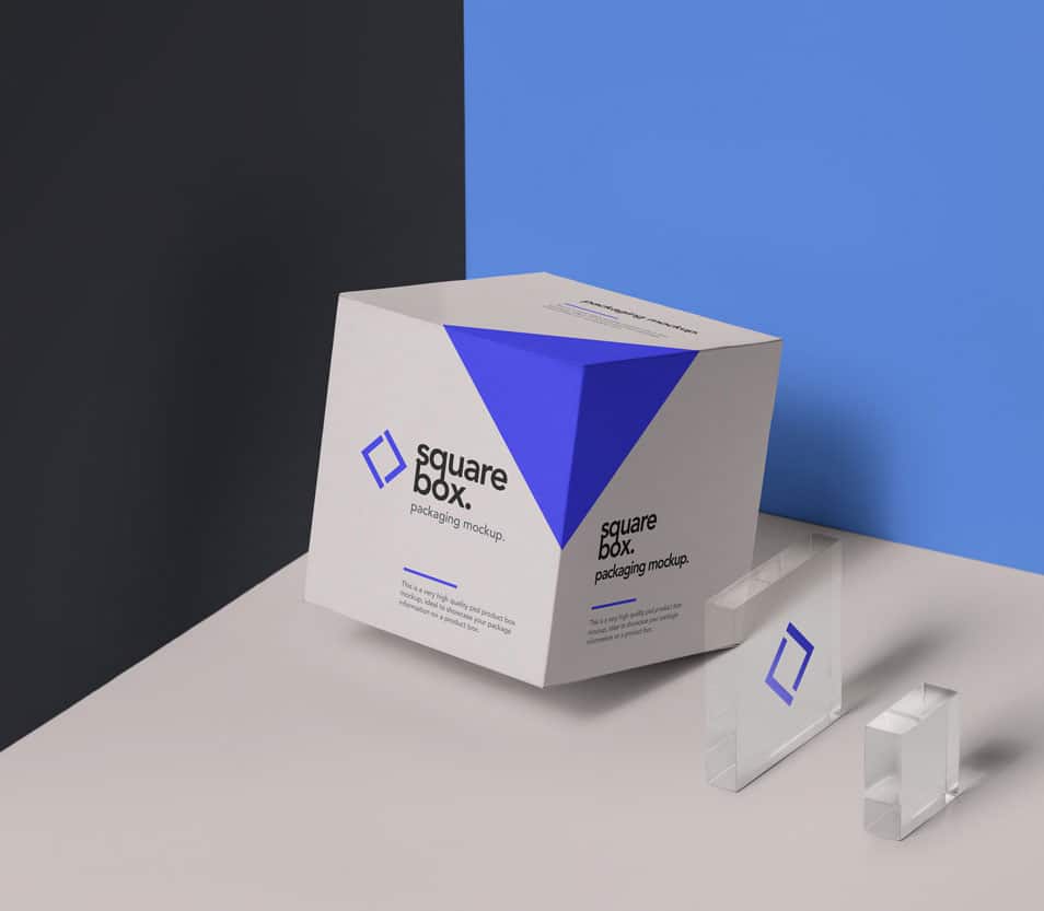 Square PSD Box Packaging Mockup