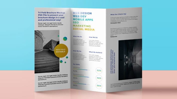 Tri-Fold Brochure Mockup PSD