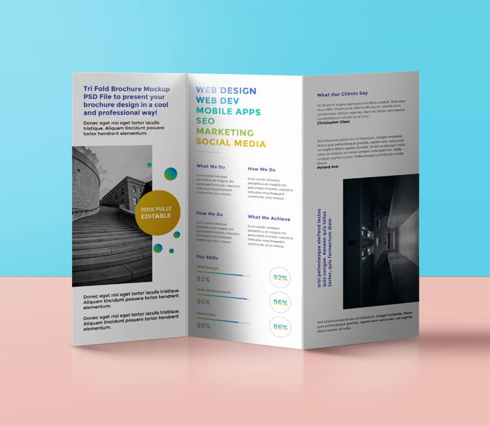 Tri-Fold Brochure Mockup PSD