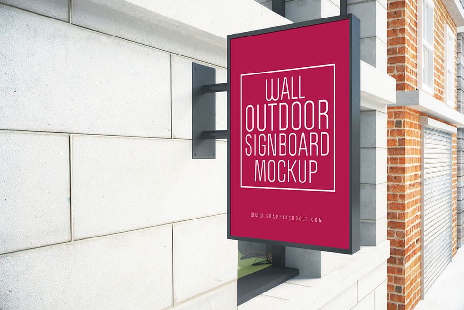 Wall Outdoor Signboard Mock-up