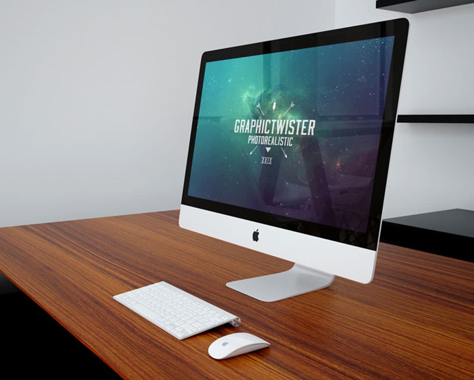 iMac On Office Desk Mockup