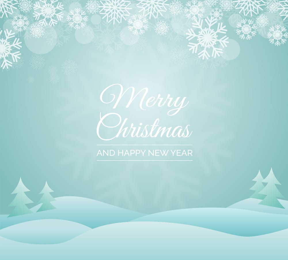 Christmas Greeting Vector with Snowy Landscape