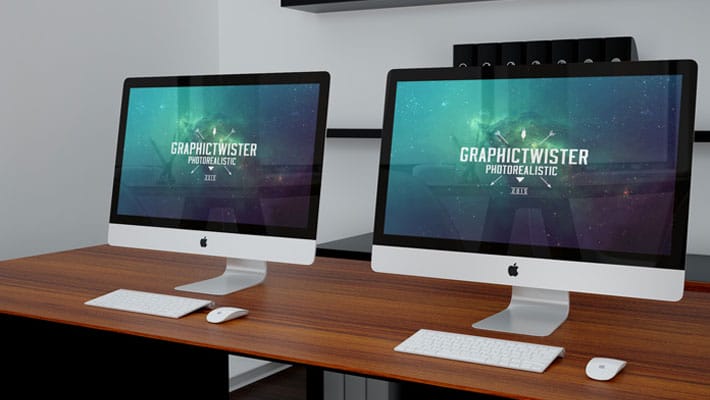 Double iMac Office Mockup