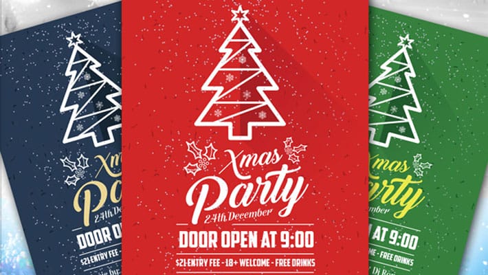 Free A4 Christmas Party Flyer Design Template & Mock-up PSD