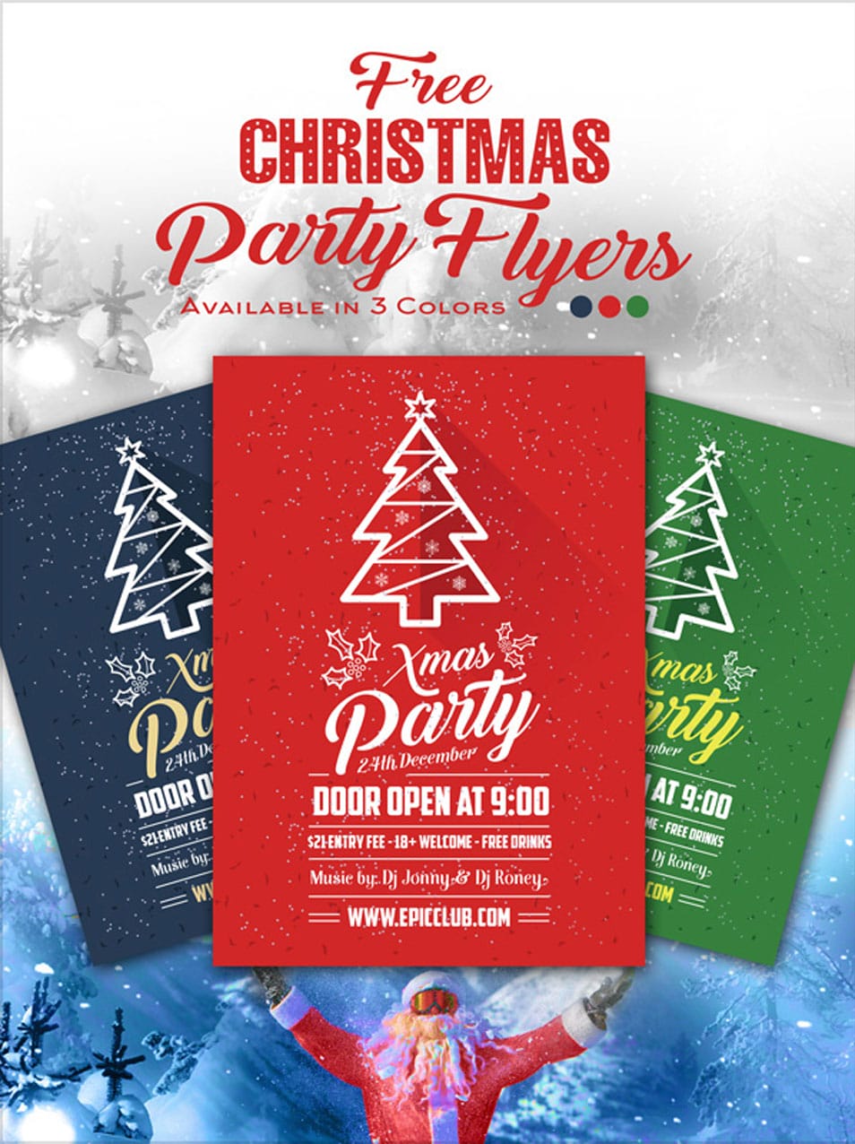 Free A4 Christmas Party Flyer Design Template & Mock-up PSD