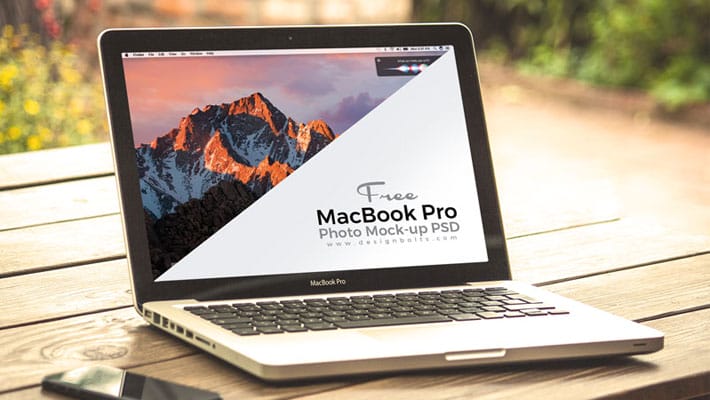 Free Apple MacBook Pro Photo Mock-up PSD