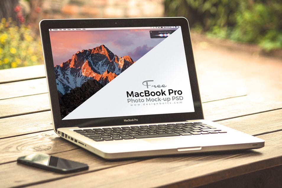 Free Apple MacBook Pro Photo Mock-up PSD