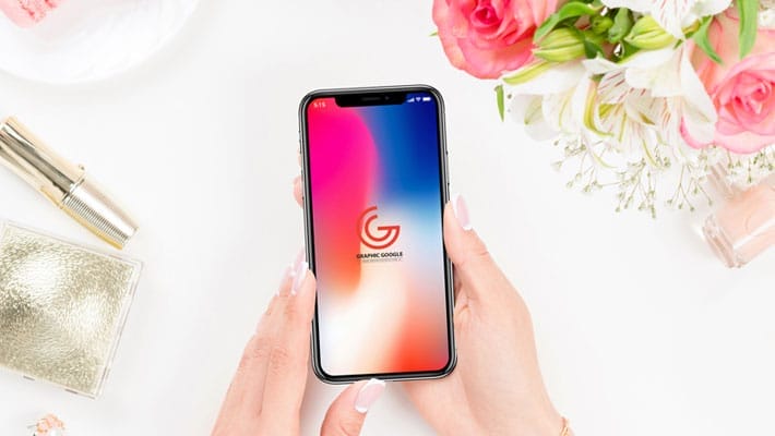 Free Beautiful Women Holding iPhone X Mockup