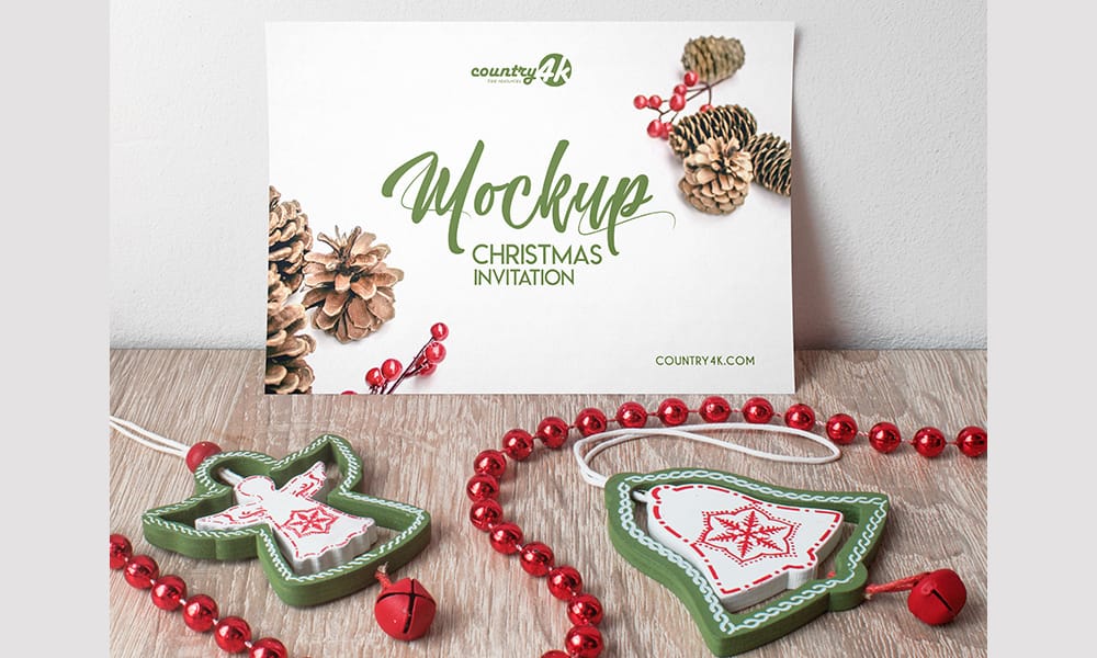 Free Christmas Invitation MockUp PSD