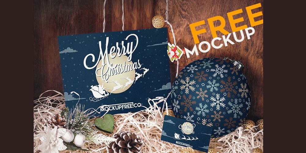 Free Cozy Christmas Style Mockup PSD