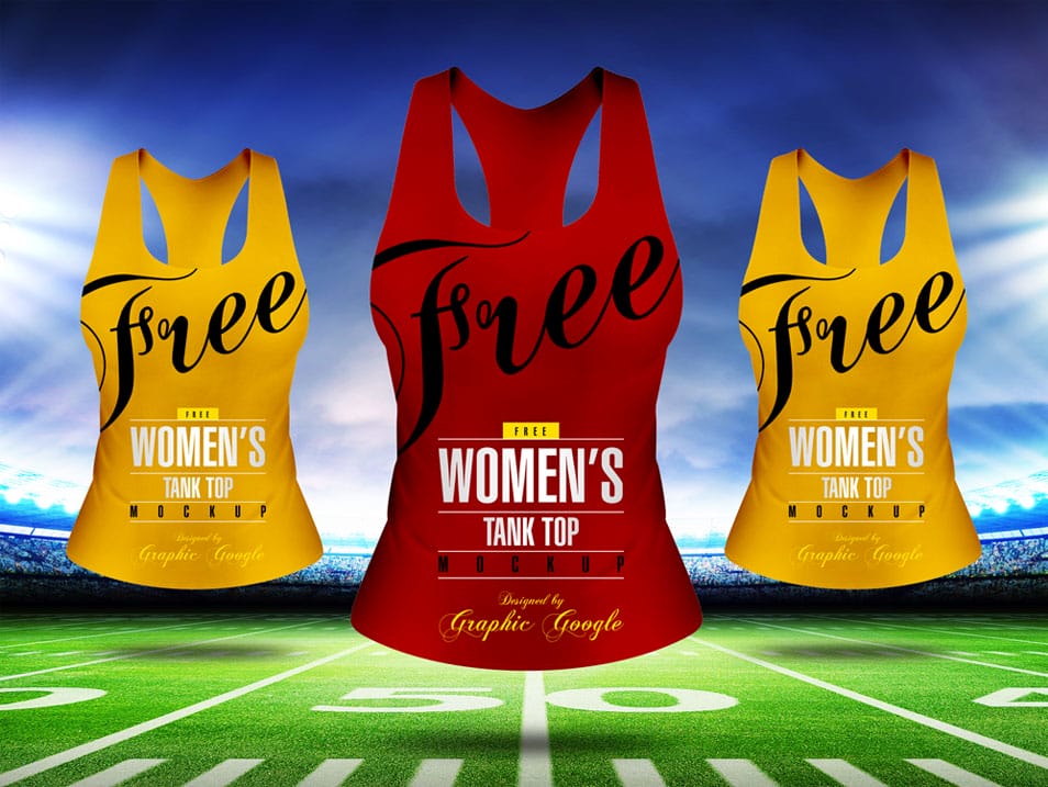 Free Front View Women’s Tank Top Mock-up PSD