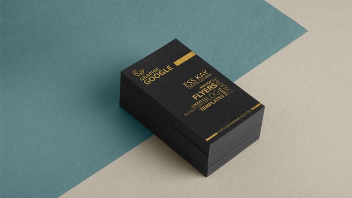 Free Golden Foil Texture Business Card Mock-up PSD