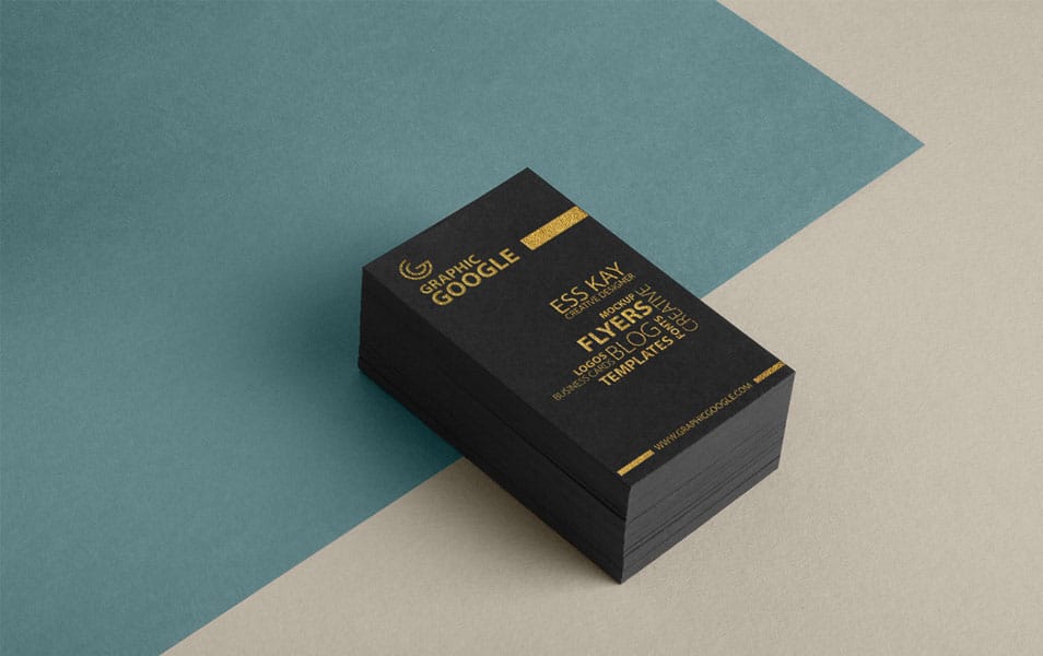 Free Golden Foil Texture Business Card Mock-up PSD