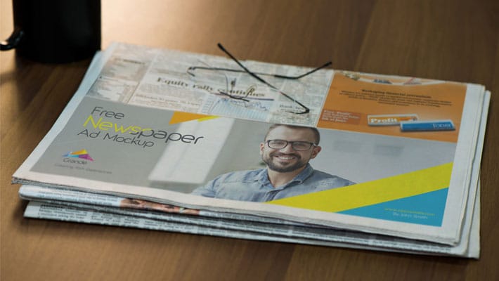 Free Half Folded Newspaper Mockup