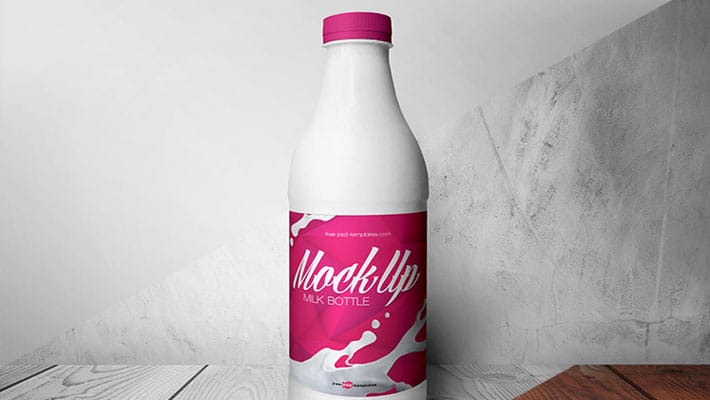 Free Milk Bottle Mock-up in PSD