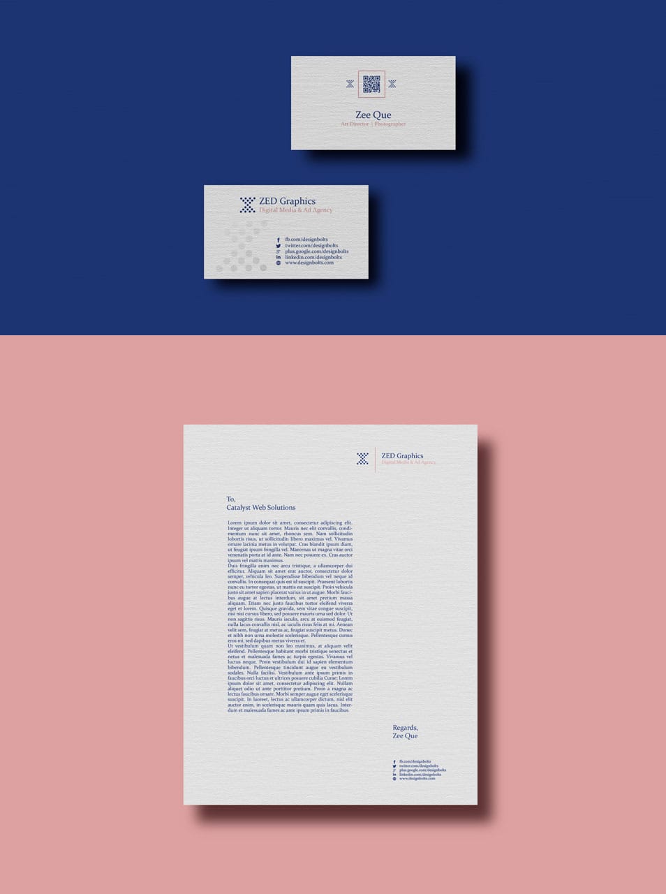 Free Simple Business Card, Letterhead Design Template & Mockup PSD