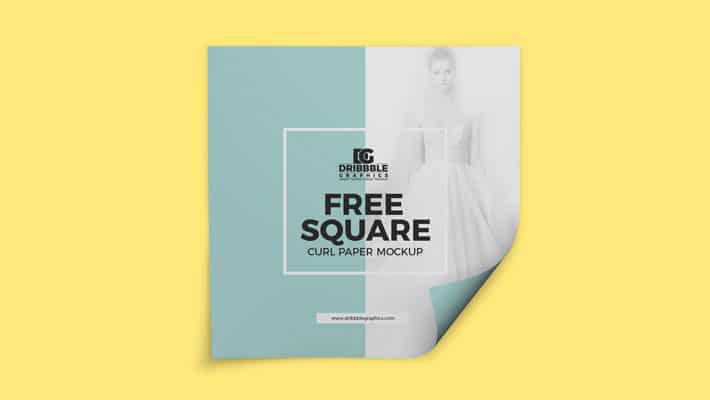 Free Square Curl Paper Mockup