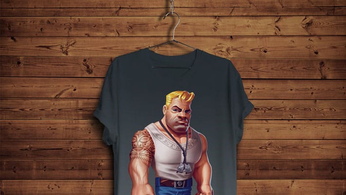 Free T-Shirt Mock-up with Hanger & Wooden Background