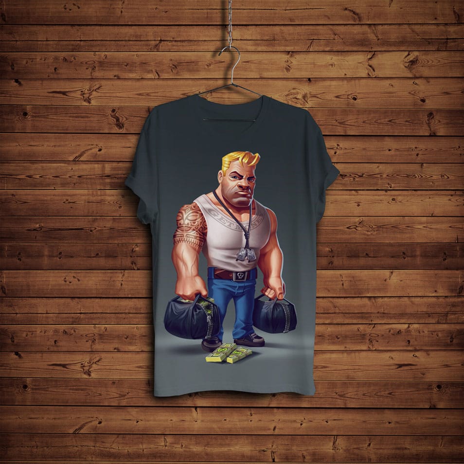 Free T-Shirt Mock-up with Hanger & Wooden Background