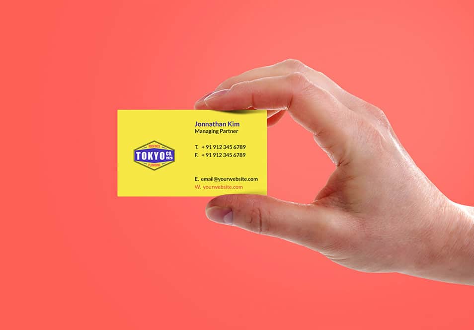 Hand Holding Business Card Mockup PSD