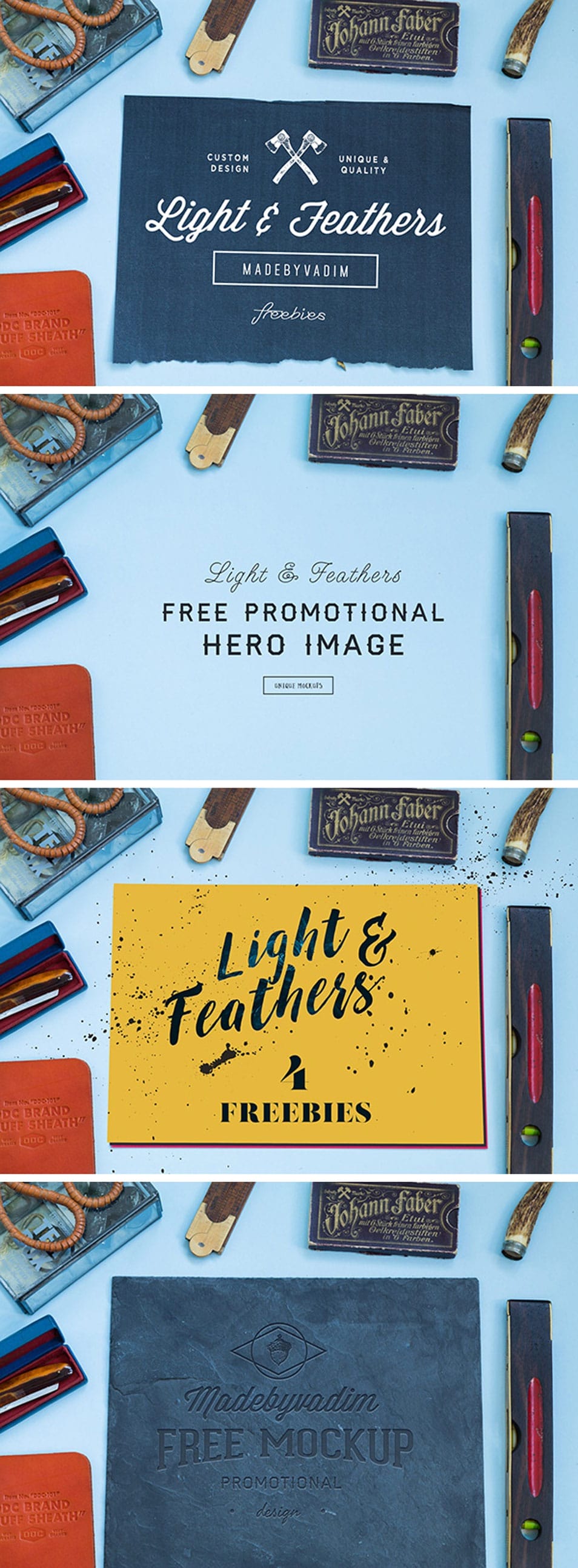 Light & Feather: 4 Free MockUps