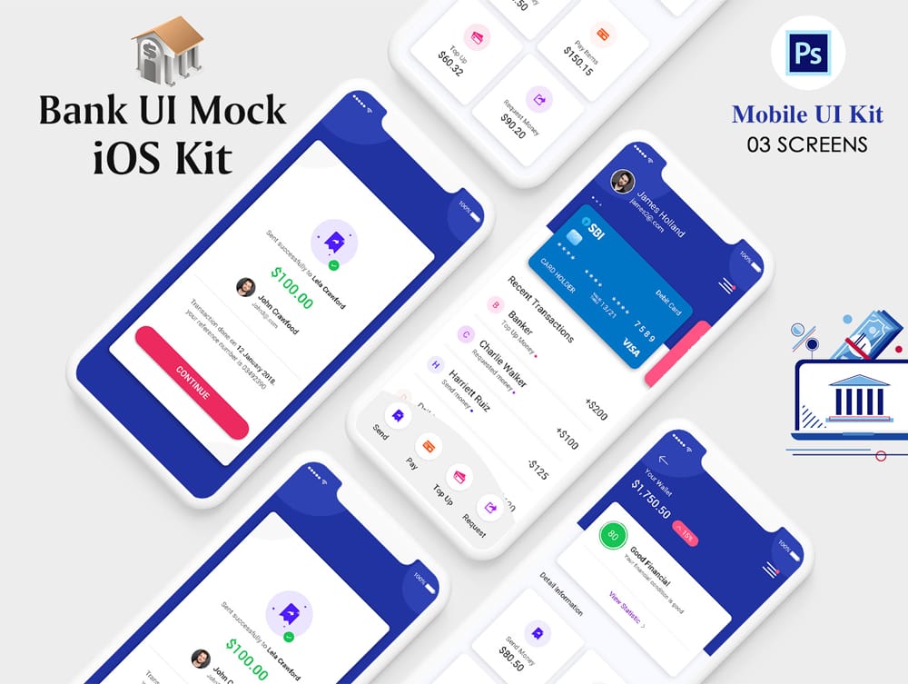 New Digital Bank App UI Kit PSD