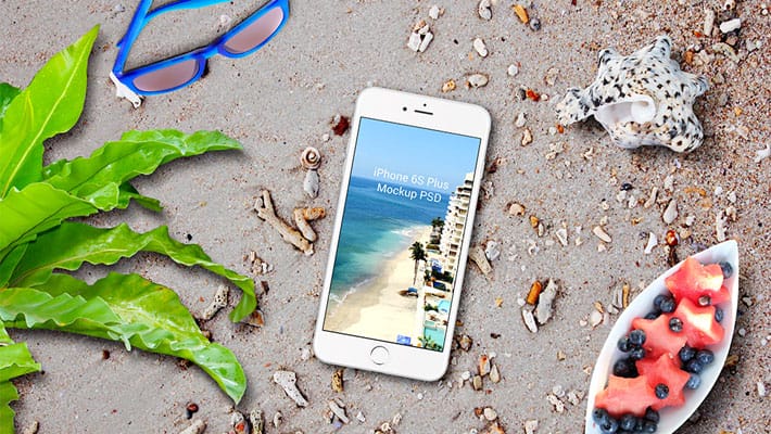 iPhone 6s Plus And iPad Pro On The Beach Mockup