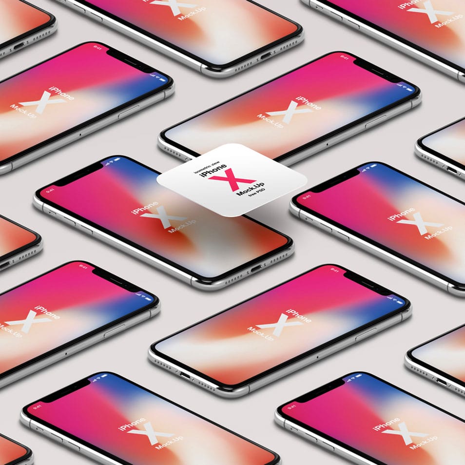 iPhone X PSD Mockup Isometric