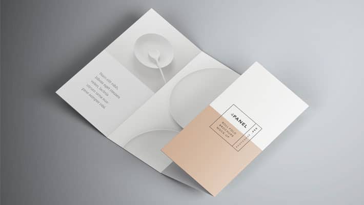 4 Panel Roll Fold Brochure Mockup