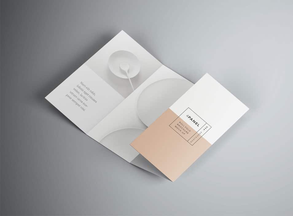 4 Panel Roll Fold Brochure Mockup