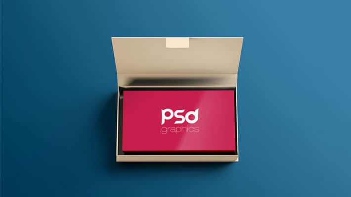 Business Card with Box Mockup PSD