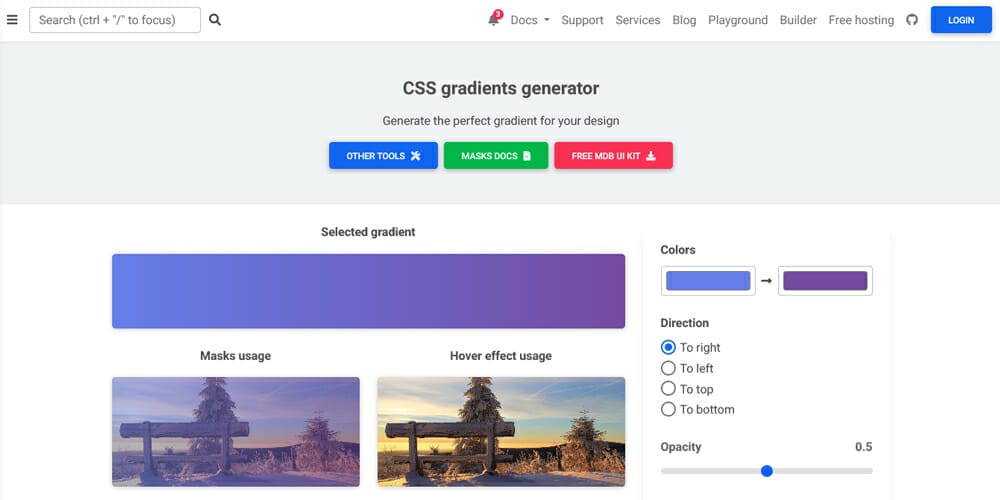 CSS gradients generator