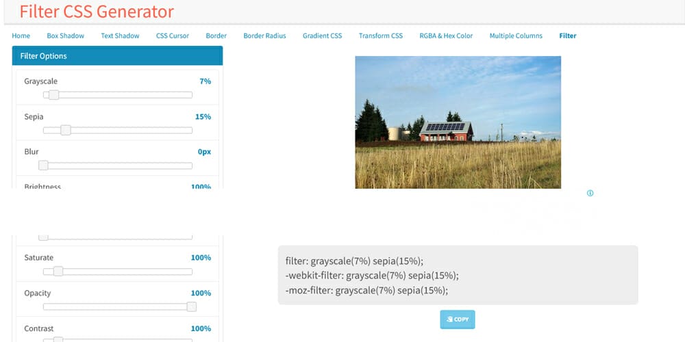 CSS Filter Generators & Libraries 15 Filter CSS Generator