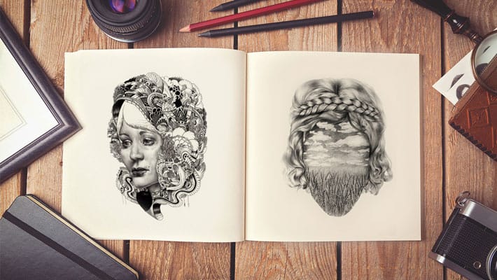 Free Artist Sketch Book MockUp PSD