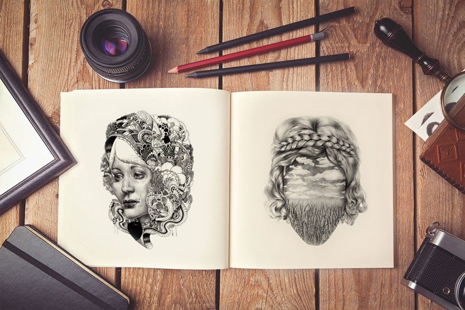 Free Artist Sketch Book MockUp PSD