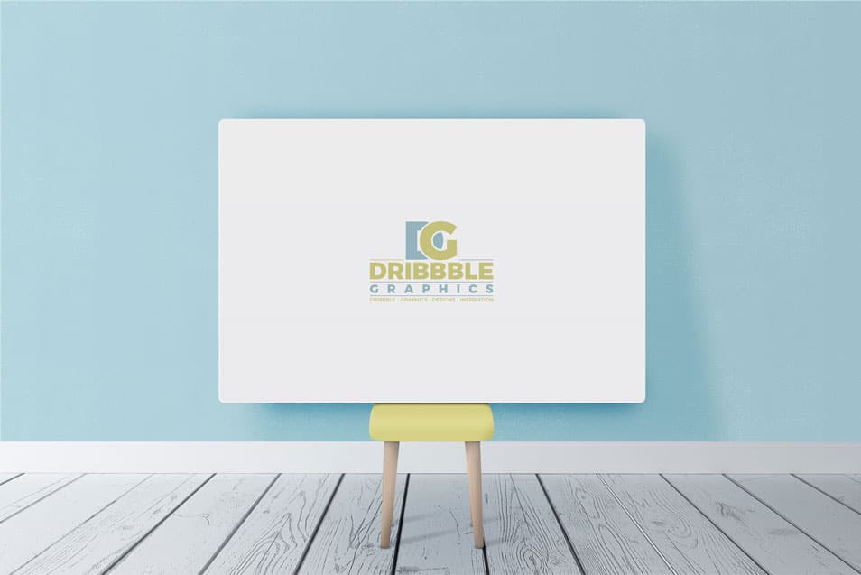 Free Beautiful Horizontal Poster Canvas in Room Mockup
