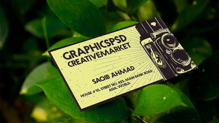 Free Business Card Mockup Vintage Leaf Background