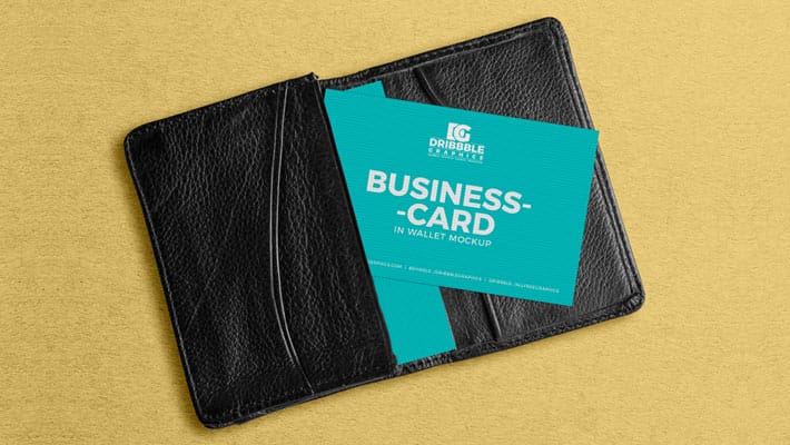 Free Business Card in Wallet Mockup