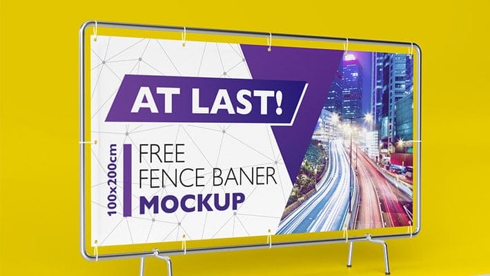 Free Fence Banner Mockup