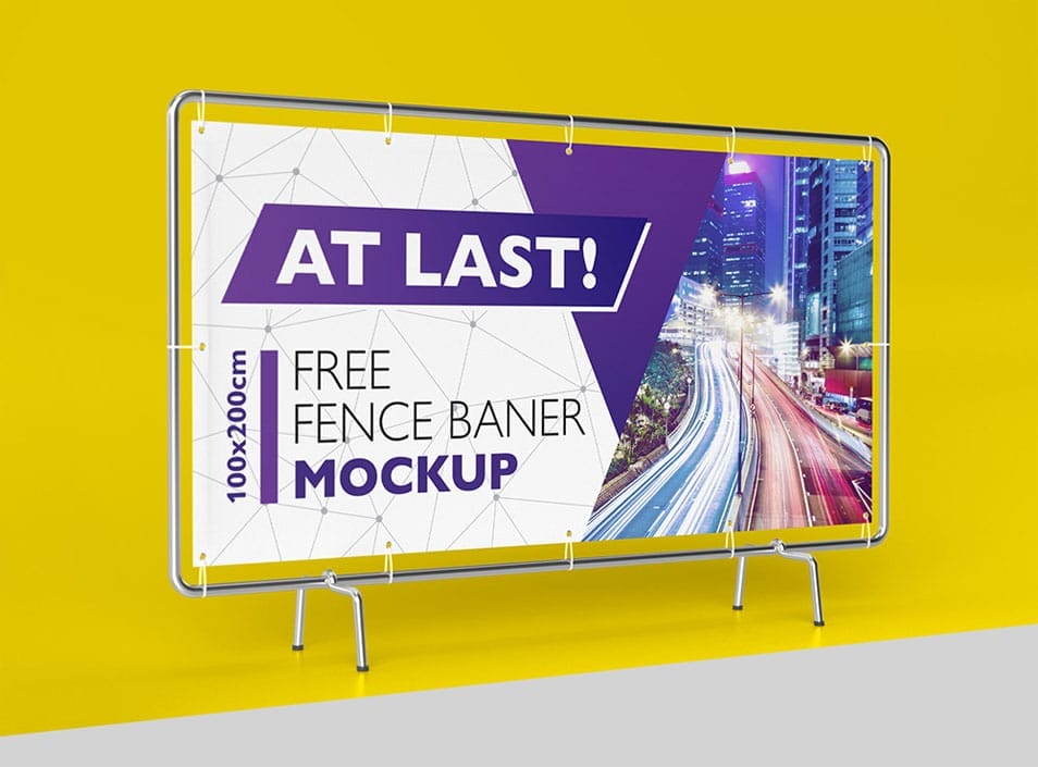 Free Fence Banner Mockup