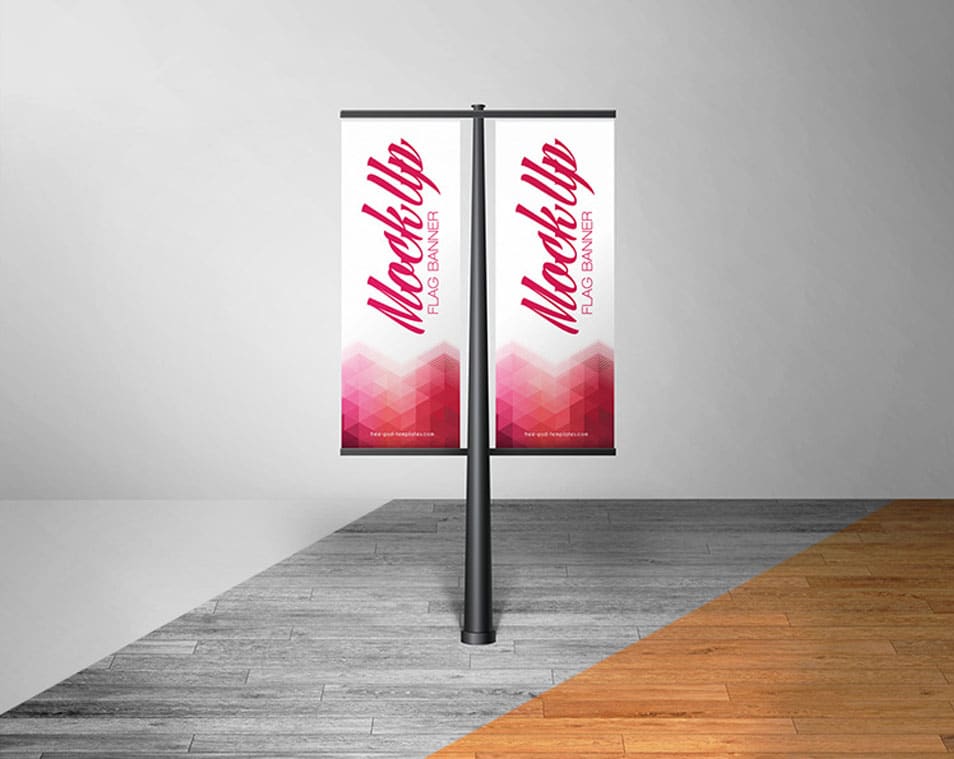 Free Flag Banner Mock-up in PSD