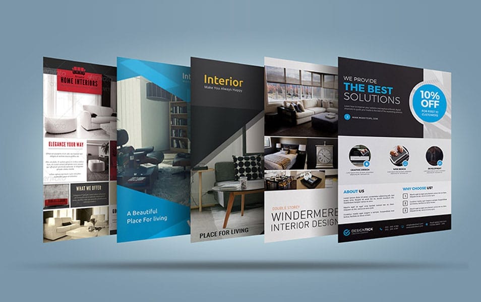 Free Letter Size Multiple Flyers Bundle Mock-up PSD