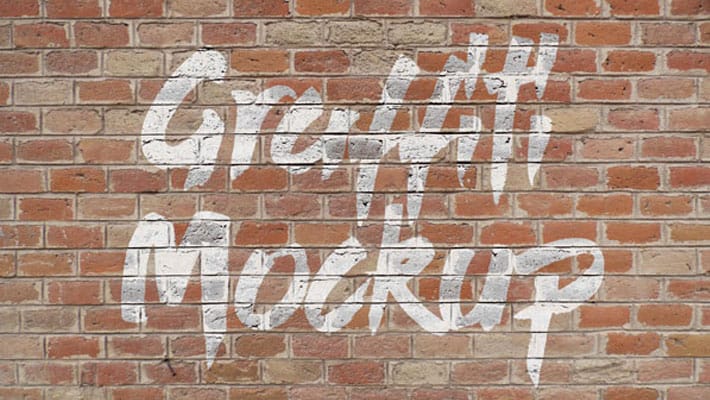 Free Logo & Graffiti Brick Wall Mock-up PSD