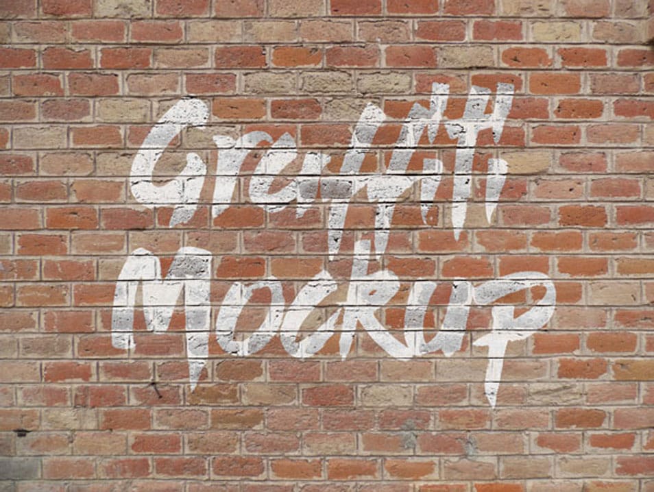 Free Logo & Graffiti Brick Wall Mock-up PSD